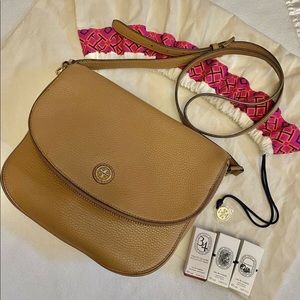 Authentic Tory Burch Tan Leather Crossbody